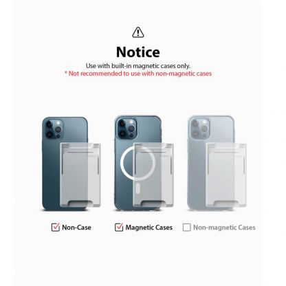 Ringke MagSafe Wallet Case - поликарбонатов портфейл (джоб) за прикрепяне към iPhone с MagSafe (прозрачен) 6