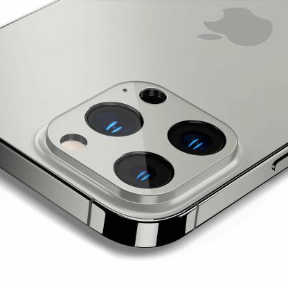 Spigen Optik Lens Protector - комплект 2 броя предпазни стъклени протектора за камерата на iPhone 13 Pro, iPhone 13 Pro Max (сребрист) 8