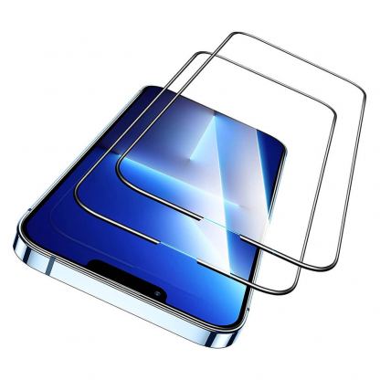 ESR Armorite 3D Full Cover Tempered Glass 2 Pack - 2 броя калени стъклени защитни покрития за дисплея на iPhone 13, iPhone 13 Pro (черен-прозрачен) 2