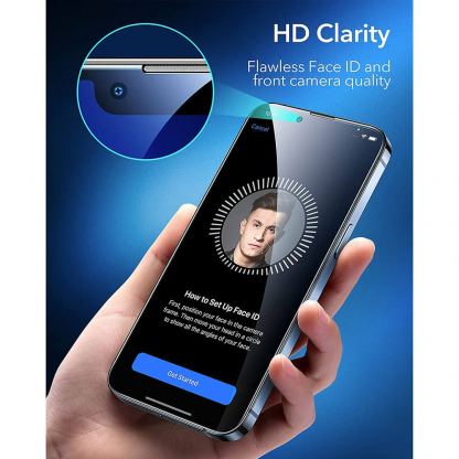 ESR Armorite 3D Full Cover Tempered Glass 2 Pack - 2 броя калени стъклени защитни покрития за дисплея на iPhone 13, iPhone 13 Pro (черен-прозрачен) 3