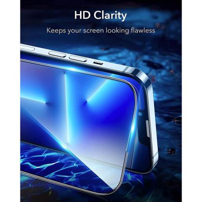 ESR Armorite 3D Full Cover Tempered Glass 2 Pack - 2 броя калени стъклени защитни покрития за дисплея на iPhone 13, iPhone 13 Pro (черен-прозрачен) 8