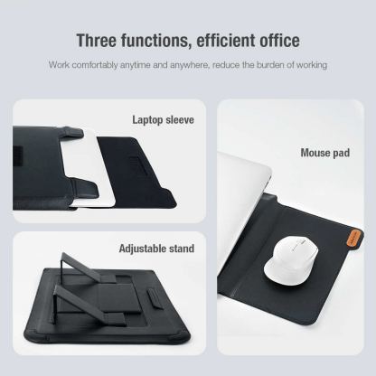 Nillkin Versatile Laptop Sleeve 14 3in1 - калъф с цип и вградена поставка за преносими компютри до 14 инча (черен) 5