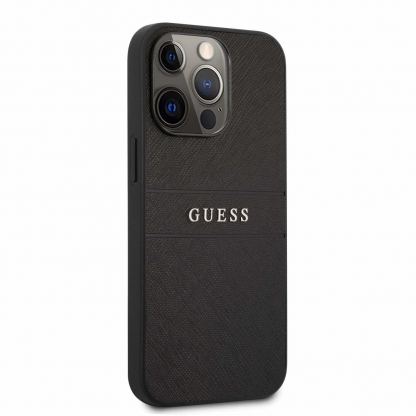 Guess Saffiano PU Leather Hard Case - дизайнерски кожен кейс за iPhone 13 Pro Max (черен) 3
