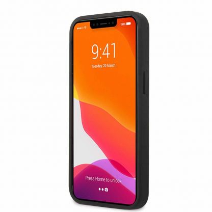 Guess Saffiano PU Leather Hard Case - дизайнерски кожен кейс за iPhone 13 (син) 4