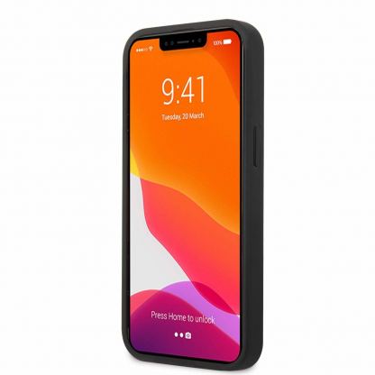 Guess Saffiano PU Leather Hard Case - дизайнерски кожен кейс за iPhone 13 (черен) 2