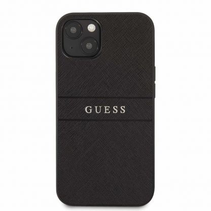 Guess Saffiano PU Leather Hard Case - дизайнерски кожен кейс за iPhone 13 (черен) 3
