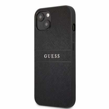 Guess Saffiano PU Leather Hard Case - дизайнерски кожен кейс за iPhone 13 (черен) 4