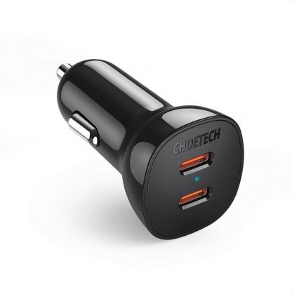 Choetech FCP Dual Quick Car Charger 40W - зарядно за кола с 2xUSB-C изхода с технология за бързо зареждане (черен) 2