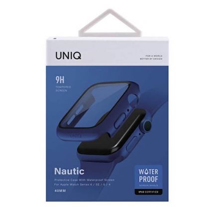 Uniq Nautic Apple Watch Case 44mm - качествен твърд кейс с вграден стъклен протектор за дисплея на Apple Watch 44мм (син) 6