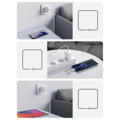Ugreen Travel Wall Charger Power Delivery 40W - захранване за ел. мрежа смартфони и таблети с 2xUSB-C изхода и с технология за бързо зареждане (бял) 5
