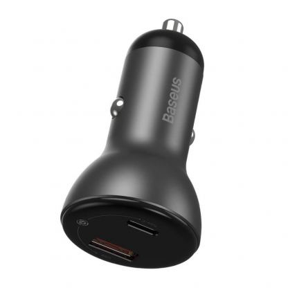 Baseus Digital Display PPS Dual Quick Car Charger 45W (TZCCBX-C0G) - зарядно за кола с USB и USB-C изход с технология за бързо зареждане и USB-C кабел (черен) 3