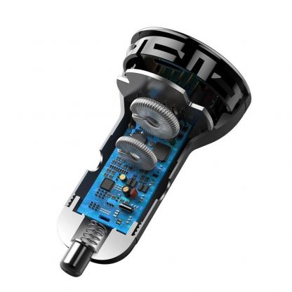 Baseus Digital Display PPS Dual Quick Car Charger 45W (TZCCBX-C0G) - зарядно за кола с USB и USB-C изход с технология за бързо зареждане и USB-C кабел (черен) 5