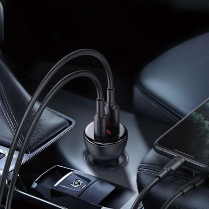 Baseus Digital Display PPS Dual Quick Car Charger 45W (TZCCBX-C0G) - зарядно за кола с USB и USB-C изход с технология за бързо зареждане и USB-C кабел (черен) 6