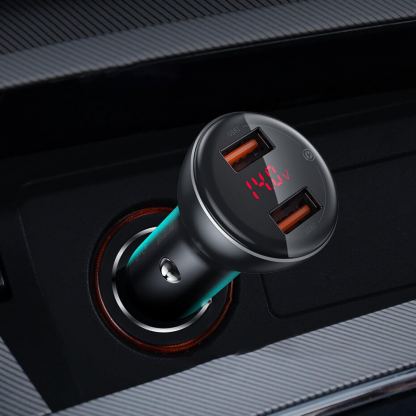 Baseus Digital Display PPS Dual Quick Car Charger 45W (TZCCBX-C0G) - зарядно за кола с USB и USB-C изход с технология за бързо зареждане и USB-C кабел (черен) 12