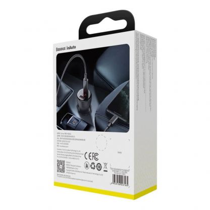 Baseus Digital Display PPS Dual Quick Car Charger 45W (TZCCBX-C0G) - зарядно за кола с USB и USB-C изход с технология за бързо зареждане и USB-C кабел (черен) 16