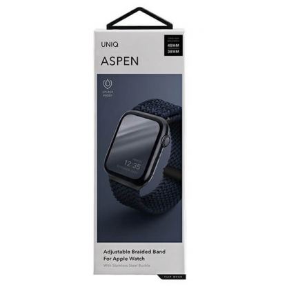 Uniq Aspen Adjustable Braided Band - текстилна каишка за Apple Watch 38мм, 40мм, 41мм (тъмносин) 10