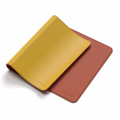 Satechi Dual Sided Eco-Leather Deskmate - дизайнерски кожен пад за бюро (жълт-оранжев) 5