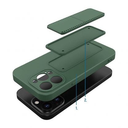 Wozinsky Flexible Silicone Kickstand Case - силиконов (TPU) калъф с поставка за iPhone 13 Pro (син) 3