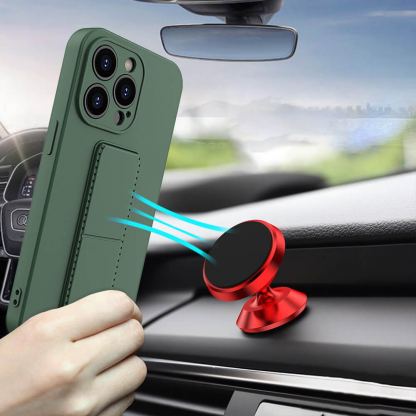 Wozinsky Flexible Silicone Kickstand Case - силиконов (TPU) калъф с поставка за iPhone 13 Pro (син) 4