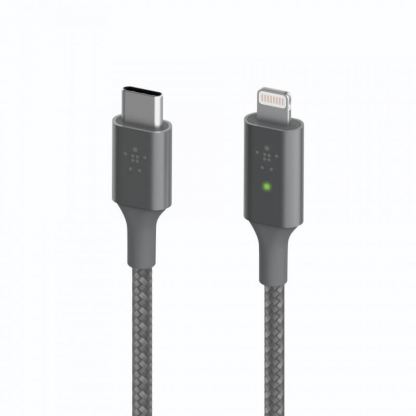 Belkin Boost Charge Smart LED USB-C to Lightning Cable - MFI сертифициран USB-C към Lightning кабел за Apple устройства с Lightning порт (120 см) (сив) 4