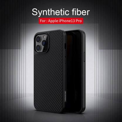 Nillkin Synthetic Fiber Carbon Case - силиконов (TPU) калъф за iPhone 13 Pro (черен) 3