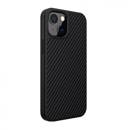 Nillkin Synthetic Fiber Carbon Case - силиконов (TPU) калъф за iPhone 13 mini (черен) 4