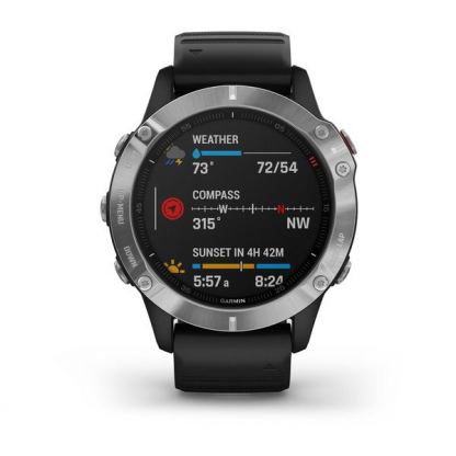 Garmin Fenix 6 - мултиспорт GPS часовник (сребрист с черна каишка)  2