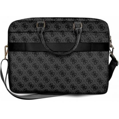 Guess PU 4G Metal Logo Computer Bag - луксозна дизайнерска чанта с дръжки и презрамка за преносими компютри до 16 инча (сив) 2