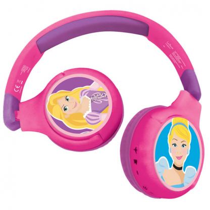 Lexibook Disney Princess Bluetooth & Wired Foldable Headphones - безжични слушалки подходящи за деца (розов)