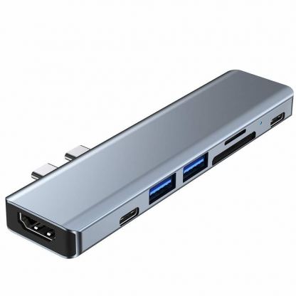 Tech-Protect USB-C Hub 7in1 v5 - USB-C хъб за свързване на допълнителна периферия за компютри и лаптопи с USB-C порт (тъмносив) 2
