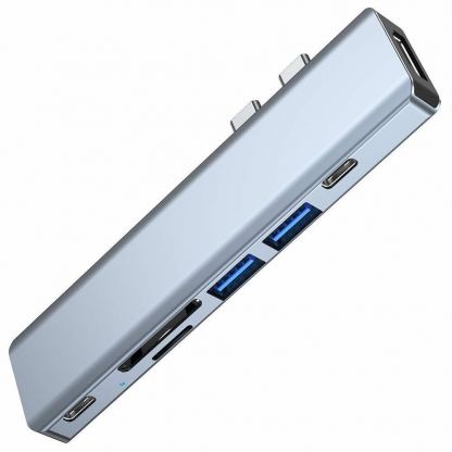 Tech-Protect USB-C Hub 7in1 v5 - USB-C хъб за свързване на допълнителна периферия за компютри и лаптопи с USB-C порт (тъмносив) 7
