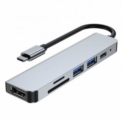 Tech-Protect USB-C Hub 6in1 v4 - USB-C хъб за свързване на допълнителна периферия за компютри и лаптопи с USB-C порт (тъмносив) 4