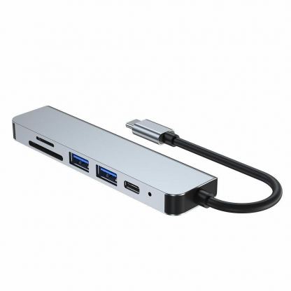 Tech-Protect USB-C Hub 6in1 v4 - USB-C хъб за свързване на допълнителна периферия за компютри и лаптопи с USB-C порт (тъмносив) 5