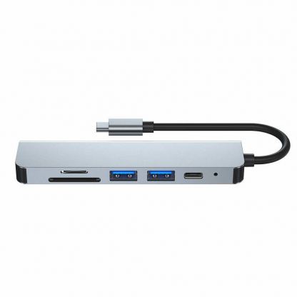 Tech-Protect USB-C Hub 6in1 v4 - USB-C хъб за свързване на допълнителна периферия за компютри и лаптопи с USB-C порт (тъмносив) 6