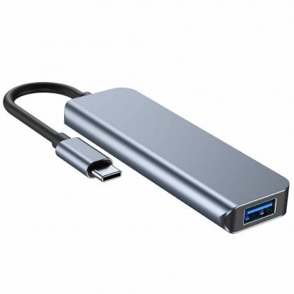 Tech-Protect USB-C Hub 4in1 v1 - USB-C хъб с 4xUSB-A порта за компютри и лаптопи с USB-C порт (тъмносив) 3