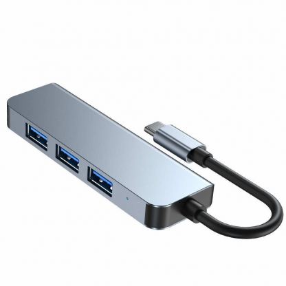 Tech-Protect USB-C Hub 4in1 v1 - USB-C хъб с 4xUSB-A порта за компютри и лаптопи с USB-C порт (тъмносив) 4