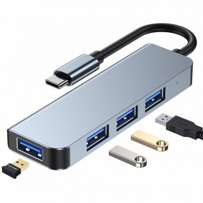 Tech-Protect USB-C Hub 4in1 v1 - USB-C хъб с 4xUSB-A порта за компютри и лаптопи с USB-C порт (тъмносив) 9