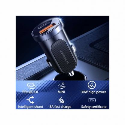 Joyroom Dual USB-A & USB-C Car Charger 30W - зарядно за кола с USB-A и USB-C изходи и технология за бързо зареждане (черен) 3