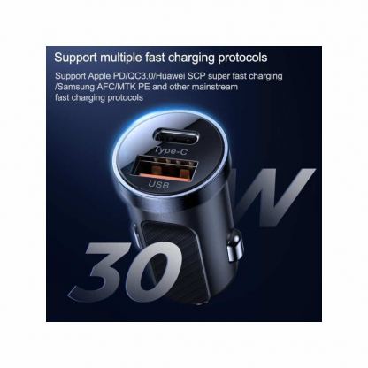 Joyroom Dual USB-A & USB-C Car Charger 30W - зарядно за кола с USB-A и USB-C изходи и технология за бързо зареждане (черен) 5