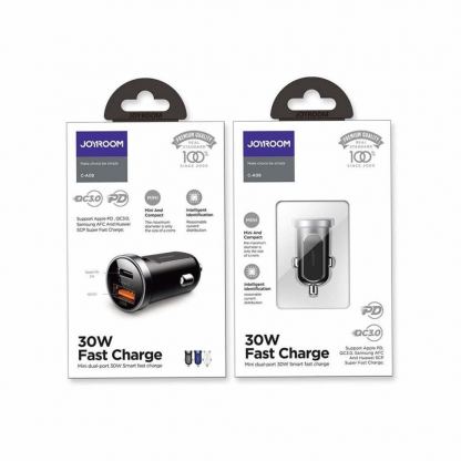 Joyroom Dual USB-A & USB-C Car Charger 30W - зарядно за кола с USB-A и USB-C изходи и технология за бързо зареждане (черен) 10