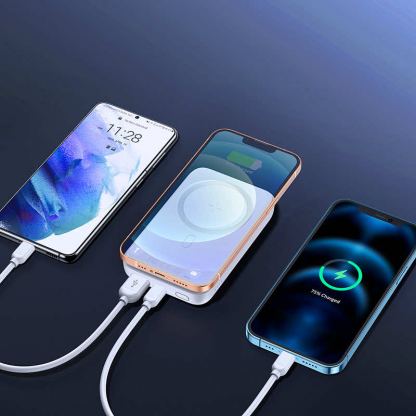 Joyroom Mini Magnetic Wireless Quick Charging Power Bank 10000 mAh - преносима външна батерия с USB-C порт, USB-A изход и безжично зареждане с MagSafe (черен) 5