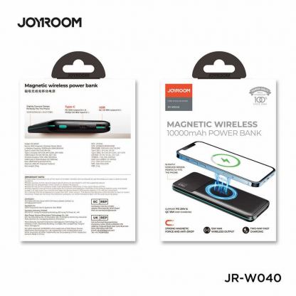 Joyroom Magnetic Wireless Quick Charging Power Bank 10000 mAh - преносима външна батерия с USB-C порт, USB-A изход и безжично зареждане с MagSafe (черен) 2