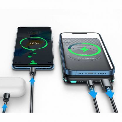 Joyroom Magnetic Wireless Quick Charging Power Bank 10000 mAh - преносима външна батерия с USB-C порт, USB-A изход и безжично зареждане с MagSafe (черен) 8