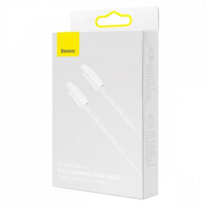 Baseus Dynamic Series USB-C to USB-C Fast Charging Cable 100W (CALD000302) - здрав кабел с въжена оплетка за бързо зареждане за устройства с USB-C порт (200 см) (бял) 7