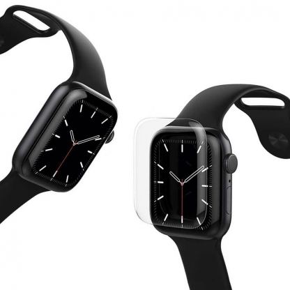 Mocolo 3D UV Tempered Glass - калено стъклено защитно покритие с извити ръбове с течно лепило и UV лампа за дисплея на Apple Watch 45мм (прозрачно) 4