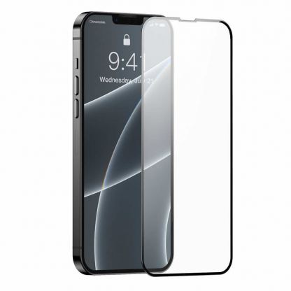 Baseus Full Screen Tempered Glass (SGQP010201) - стъклено защитно покритие за целия дисплей на iPhone 13 Pro Max (прозрачен-черен) (2 броя) 3