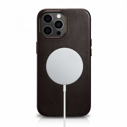 iCarer Leather Oil Wax MagSafe Case - кожен (естествена кожа) кейс с MagSafe за iPhone 13 Pro (кафяв) 2