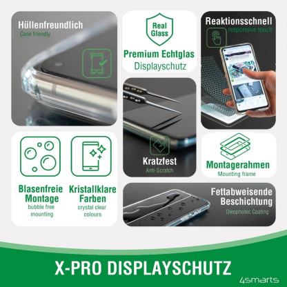 4smarts Second Glass X-Pro Full Cover Glass - калено стъклено защитно покритие за дисплея на iPhone 13 Pro Max (черен-прозрачен) 3