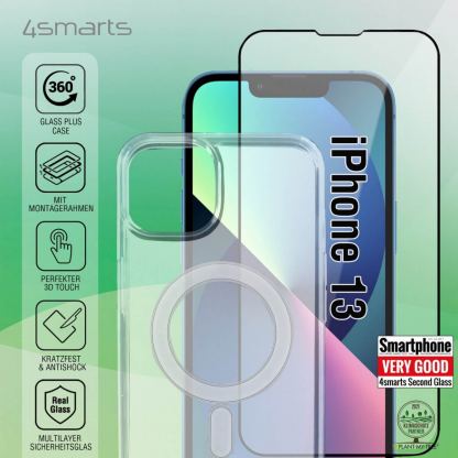 4smarts 360° Premium Protection Set - хибриден удароустойчив кейс с MagSafe и стъклено защитно покритие за дисплея на iPhone 13 (прозрачен) 2