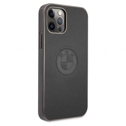 BMW Signature Leather Embossed Logo Leather Case - кожен кейс (естествена кожа) за iPhone 12, iPhone 12 Pro (черен) 2